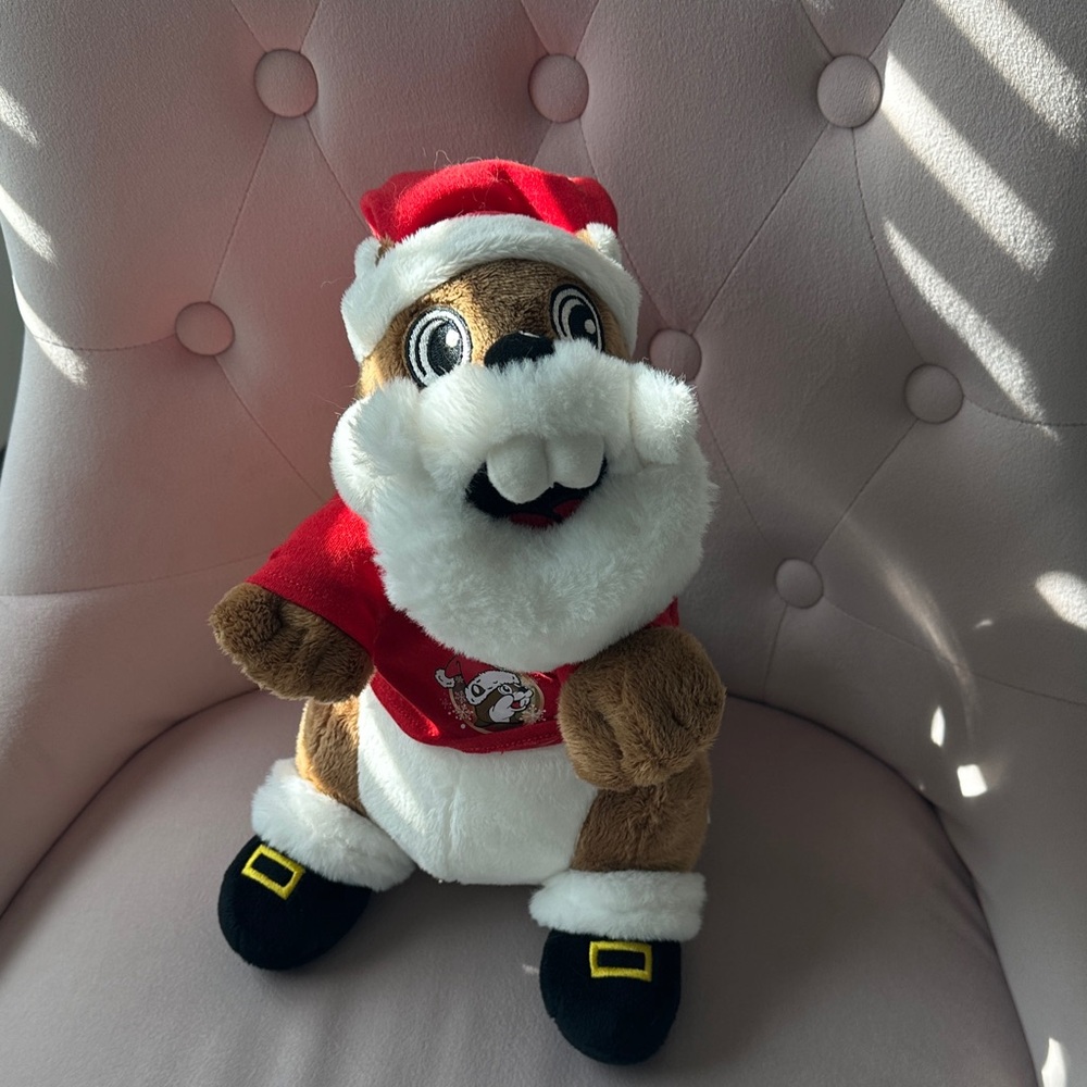 Holiday Buc-ee’s in Red Santa Outfit - Festive Brown Plush Toy